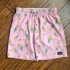 Abercrombie Kids Swim Trunks Boys Size 15/16 Lined Shorts Pink Pineapples